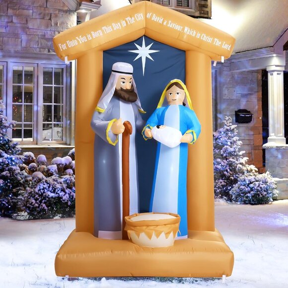 🆕7 FT Christmas Inflatables Nativity 2 Sets Blow Up Yard Outdoor Decorations - Picture 2 of 9